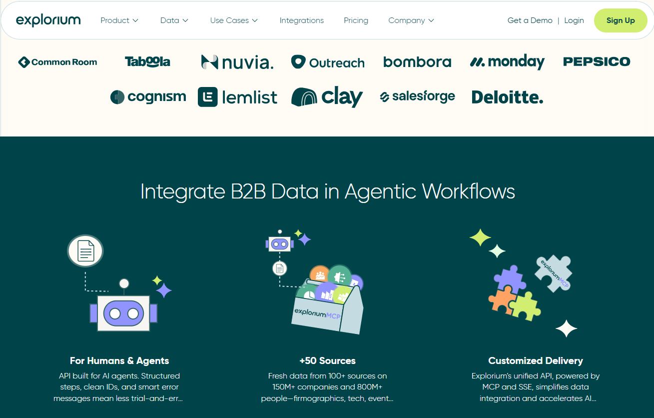 Explorium unified B2B data API platform for AI agent builders