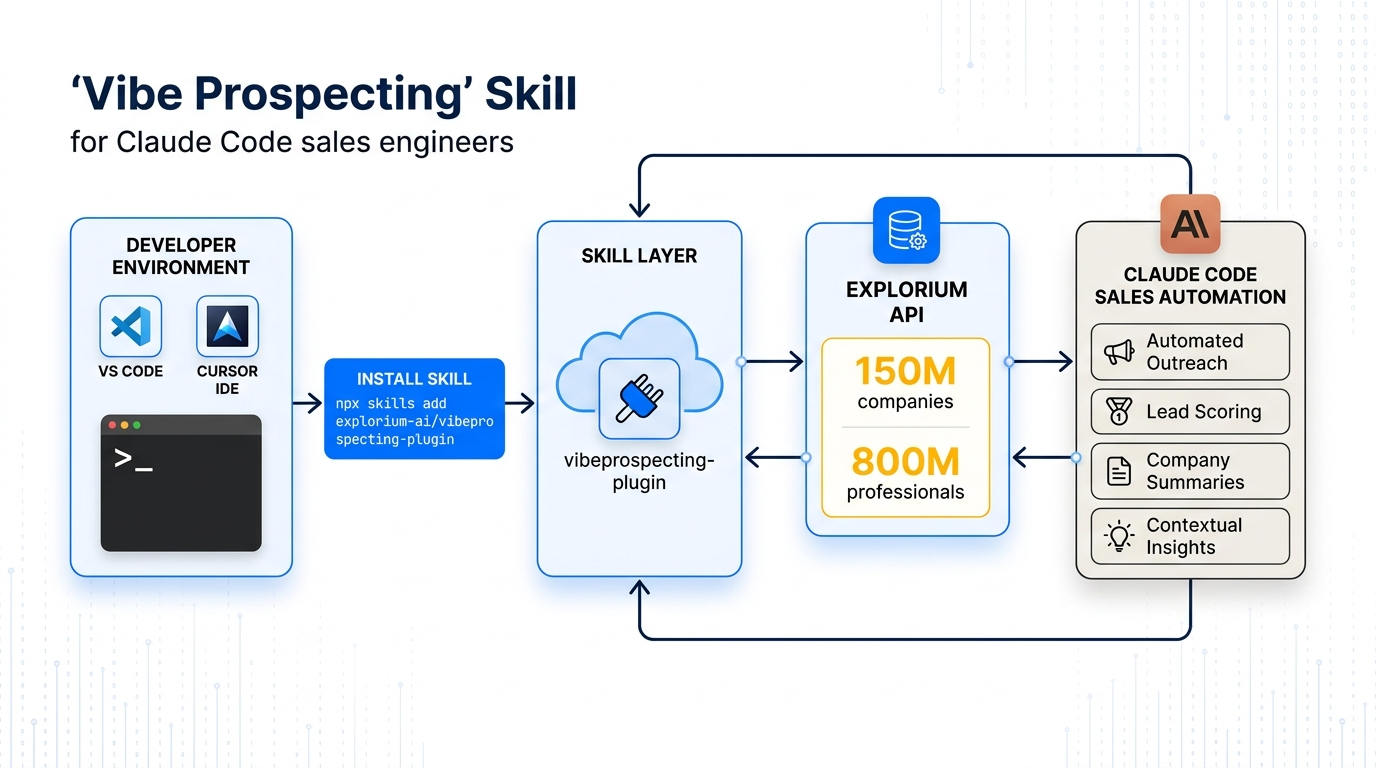 Vibe Prospecting skill architecture for Claude Code sales engineers